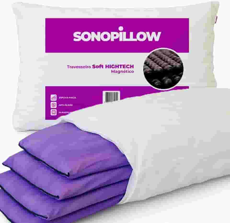 Travesseiro Soft Hightech Magnético Multicamadas Sonopillow - Terapêutico Modelo Tradicional Perfil Alto Com Altura Regulável