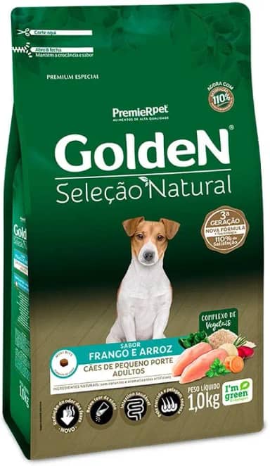 Premier Pet Ração Golden Seleção Natural Para Cães Adultos De Raças Pequenas Mini Bits 1Kg Para Todas Grande Adulto