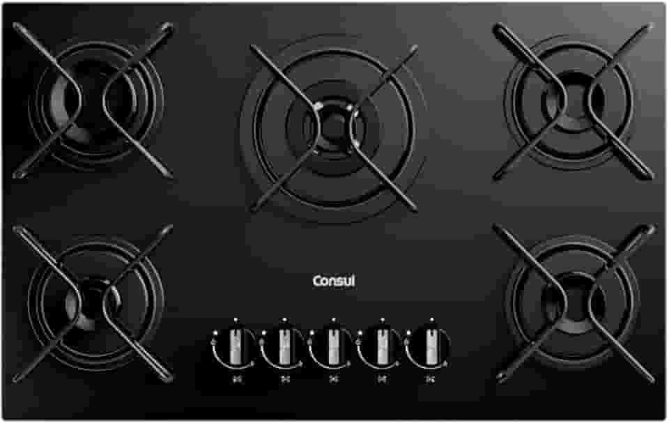 Consul Cooktop 5 Bocas a Gás Consul com Queimadores Especiais e Mesa de Vidro - CDS75AE Bivolt