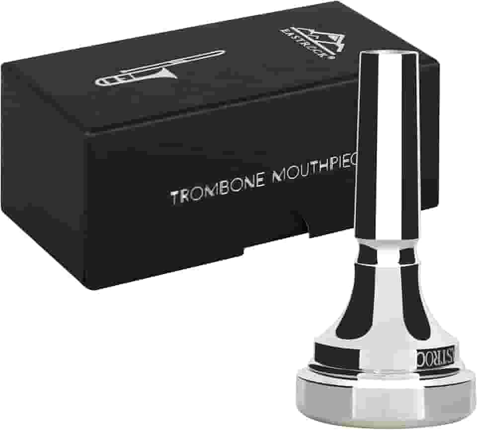 EASTROCK Bocal de trombone, bocal de trombone banhado a prata, haste pequena 9BS, acessórios para instrumentos de trombone embalados a vácuo