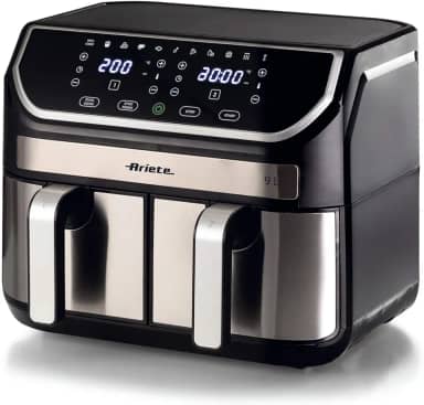 Ariete 4625 - Fritadeira Air Fryer Dual 9L - 11 programas predefinidos, cesto duplo, tecnologia Rapid Air, temperatura de 80 ° C-200 ° C - 220V