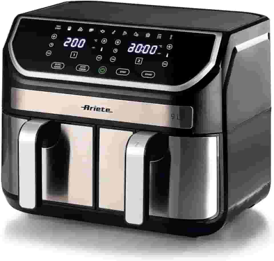 Ariete 4625 - Fritadeira Air Fryer Dual 9L - 11 programas predefinidos, cesto duplo, tecnologia Rapid Air, temperatura de 80 ° C-200 ° C - 220V