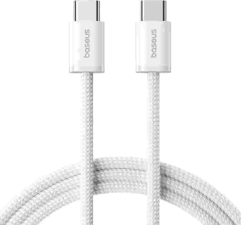 Cabo Baseus Dynamic 4 USB-C 100W 2m - Carregamento Rápido PD, Compatível com iPhone 15/16, Notebook, Tablet - Transferência 480Mbps, Chip Segurança, TPE Reforçado (Branco)