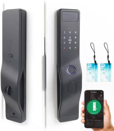 Fechadura Digital Inteligente Biométrica com Wi-Fi Tuya, Senha, Cartão IC e Chave Mecânica – Segurança Inteligente e Controle Remoto para Casa