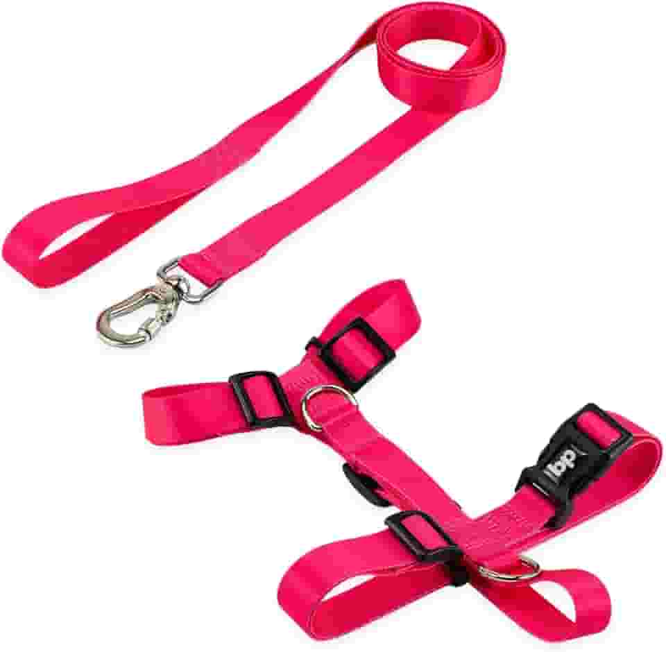 Basic Pet Coleira Peitoral Com Guia Para Cachorro Cães Modelo Tradicional H Tamanho Porte Grande Médio Pequeno (G, Rosa)