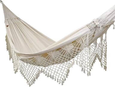 Rede de Dormir e Descanso Safira Casal Extra 100% Algodão Jaguaruana. (Bege - Fio cru)