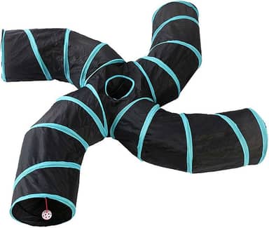 Túnel para gatos de 4 vias para animais de estimação Túnel de brinquedo dobrável para gatos, cães, coelhos, animais de estimação