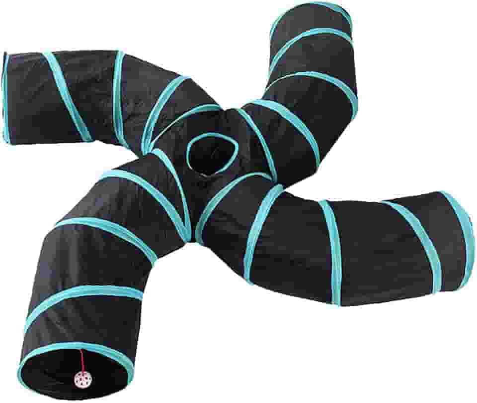 Túnel para gatos de 4 vias para animais de estimação Túnel de brinquedo dobrável para gatos, cães, coelhos, animais de estimação