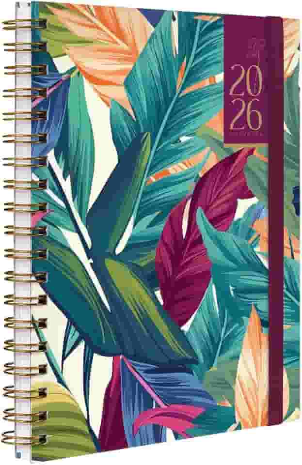 Agenda Planner Semanal 2026 Plus Botanics Tropical Leaves Vinho