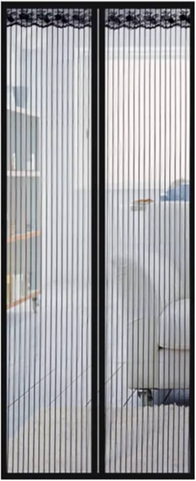 Henniu Porta de tela magnética com cortina de malha, rede mosquiteira de porta com fita de fixação de moldura completa