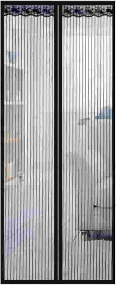 Henniu Porta de tela magnética com cortina de malha, rede mosquiteira de porta com fita de fixação de moldura completa