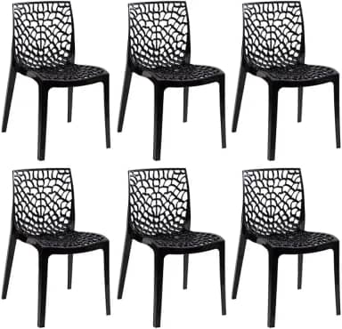 Loft7 Home Decor, Kit 6 Cadeiras Gruvyer - Preto