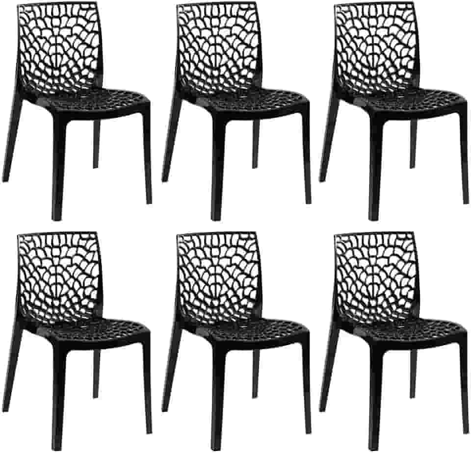 Loft7 Home Decor, Kit 6 Cadeiras Gruvyer - Preto