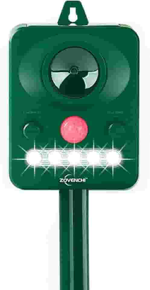 Dissuasor ultrassônico de animais com luz estroboscópica intermitente, repelente externo alimentado por energia solar para guaxinins, gatos, veados, esquilos, ativado por movimento, protege