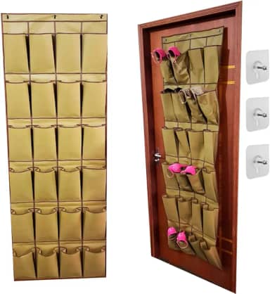 Sapateira 24 Nichos Organizador Porta Sapatos 12 Pares Parede ou Porta Grande Para Calçados 42/43 (Bege)