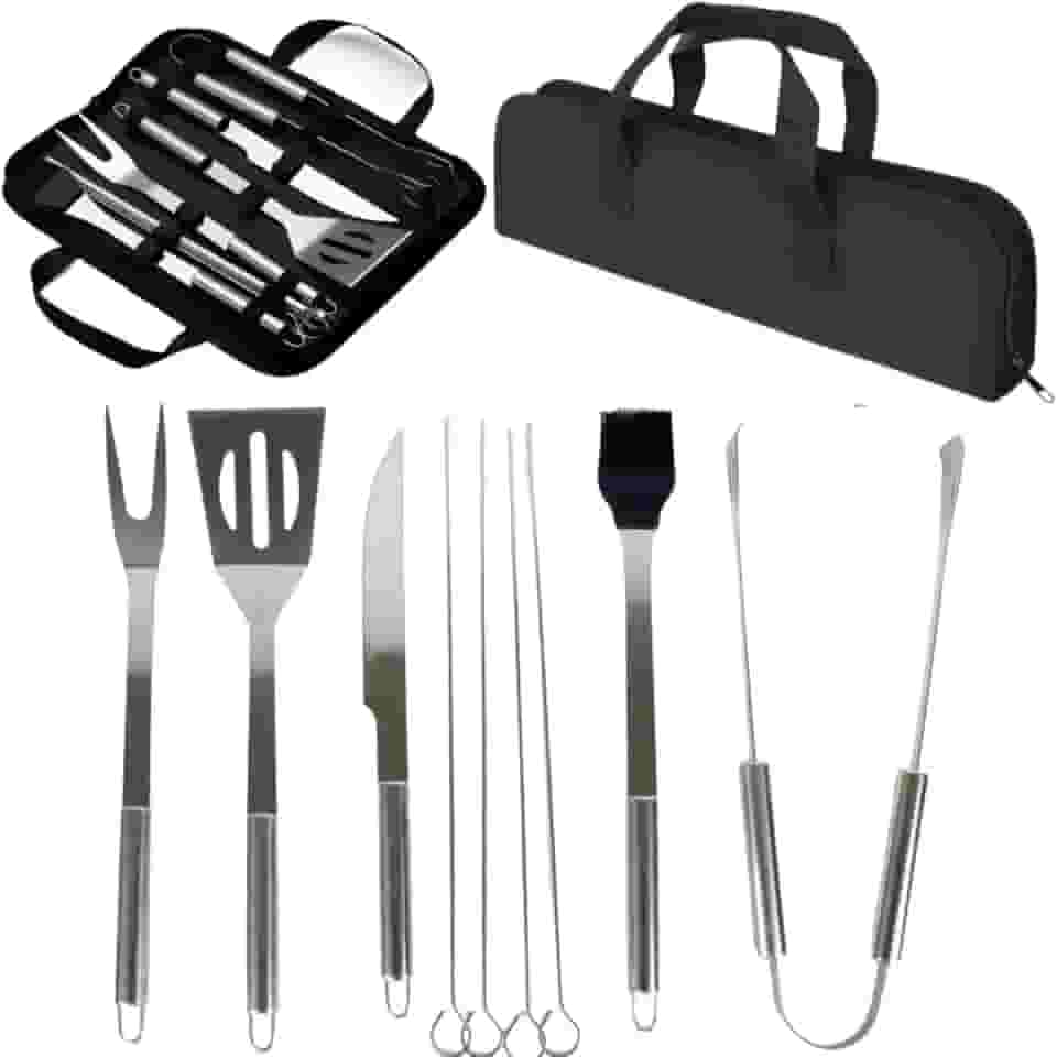 Kit Para Churrasco 9 Peças Com Estojo Resistente E Alça Cabo De Inox Inoxidável Presente Vendana