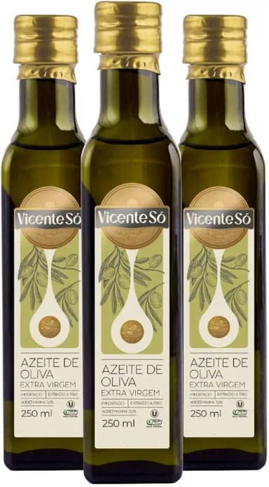 Kit com 3 Azeites de Oliva Extra Virgem Vicente Só 250ml