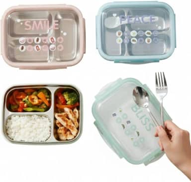 Marmita Infantil 3 Divisórias em Inox Marmitinha Lancheira Não Vaza Lancheira Infantil Escolar (Verde)