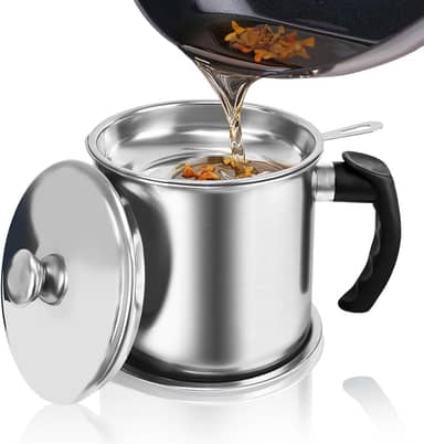 Fervedor Inox com Cabo de Baquelite, Leiteira de Indução, Leiteira de Aço Inoxidável, Caneco Fervedor, 1,8 L, dom Filtro, para Filtrar Resíduos de Óleo