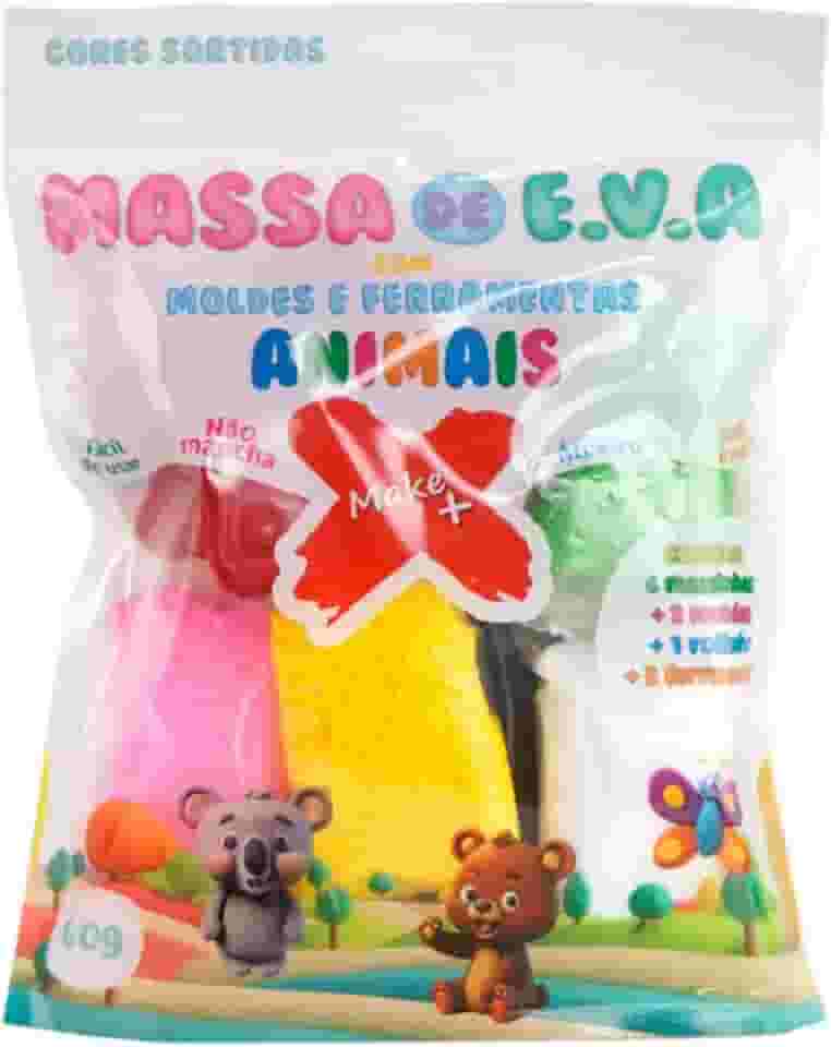 Massa de Eva, Make+, Criativa, Animais, com Molde, 60 g