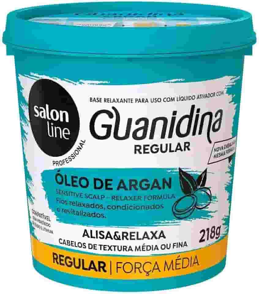Salon Line, Guanidina, Óleo de Argan, Alisa e Relaxa - Cabelos Ondulados, Cacheados e Crespos, 218 g