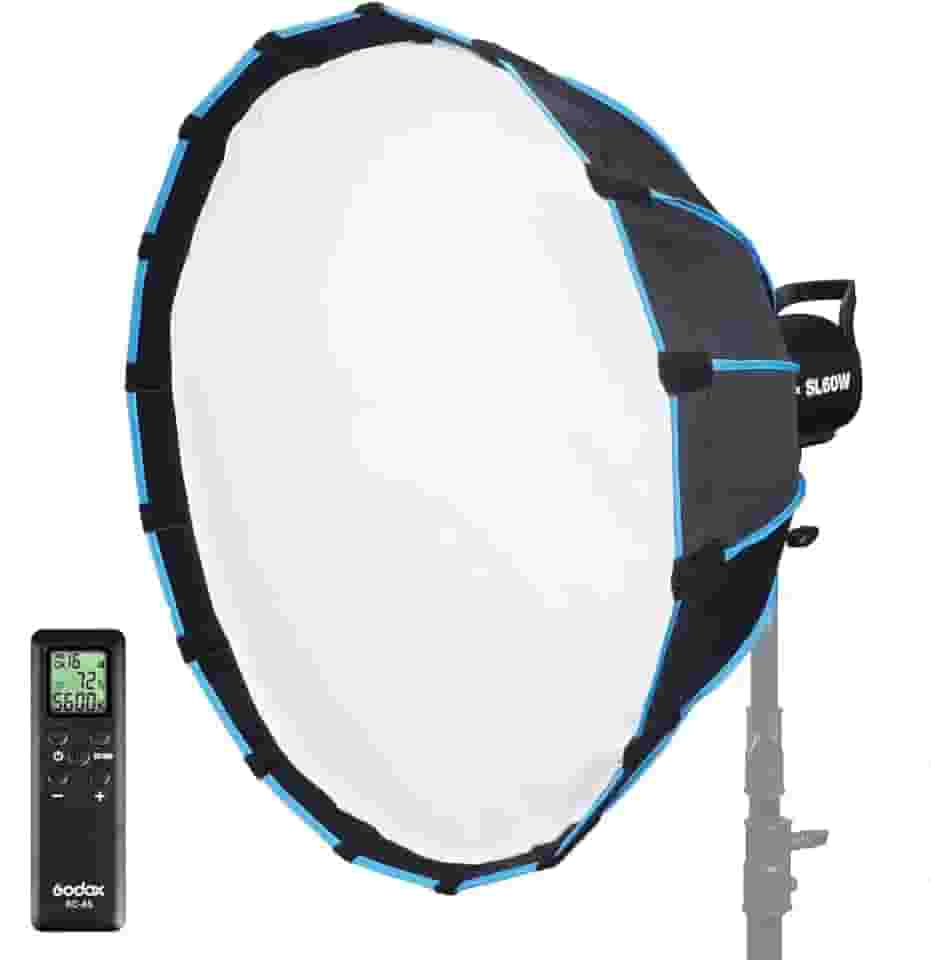 Godox SL60W Kit with Soft Box Softbox (Special Design for SL-60W) 5600K Studio Continuous LED Video Light Lamp 5600K Bowens Mount for Video Recording,Wedding,Outdoor Shooting