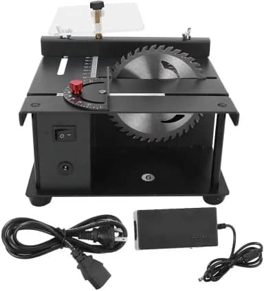 Serra de esquadria de composto deslizante, mini serra de mesa deslizante multifuncional, corte chanfrado (0-90 °), mesa extensível, 3000 rpm, profundidade de corte 35 mm, serra de esquadria de corte transversal, para corte versátil