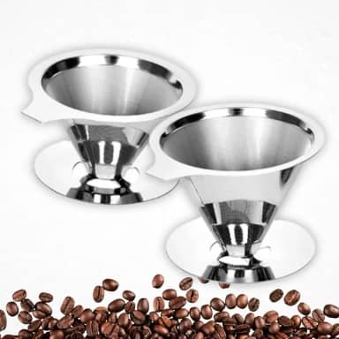 Kit Filtro de Café Coador Reutilizável em Inox | Malha Fina, Aço Inoxidável, Fácil de Limpar, Sustentável, Resistente, Portátil, Durável | Tamanhos 102 e 103 - Marca Layed®