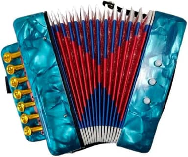 Mini Acordeon Sanfona Infantil 3 Baixos 7 Notas Musicais Azul
