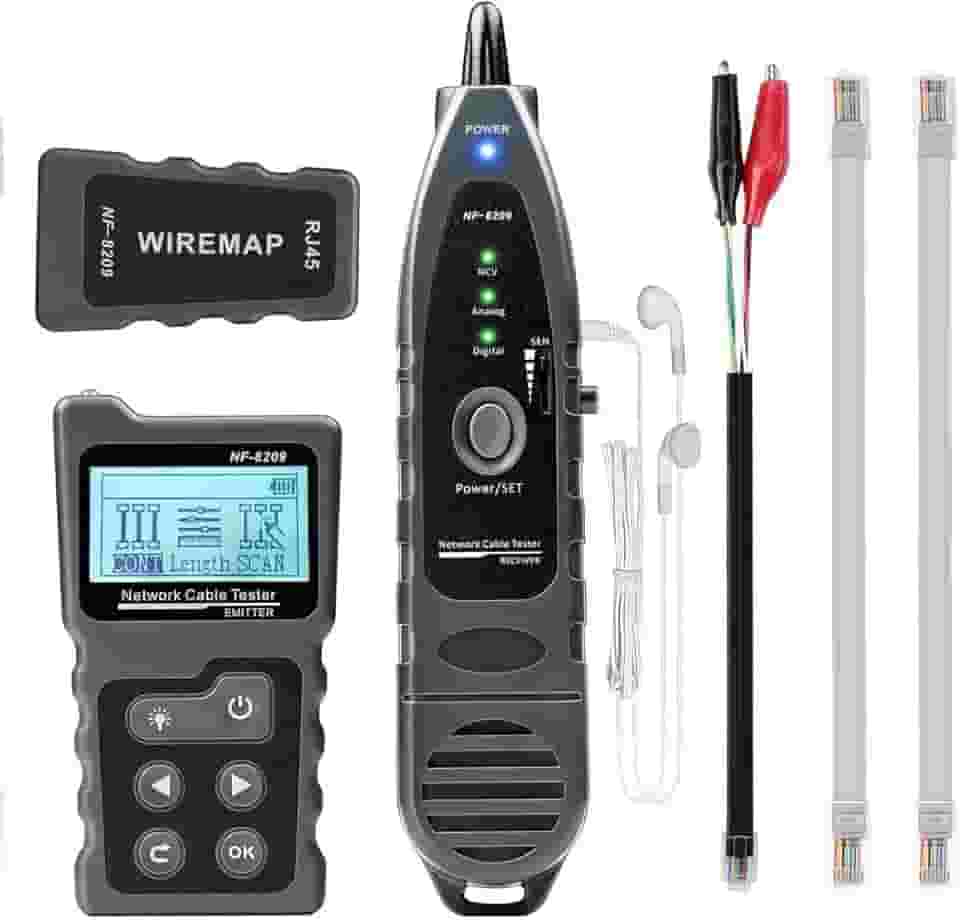 NOYAFA Nf-8209 Testador de Cabo de Rede Avançado para Teste Poe/Ncv/Cat5/Cat5E/Cat6/Cat6A, Medição de Comprimento/Testador de Wiremap de Linha Telefônica Subterrânea E Teste de Continuidade/Por Tdr