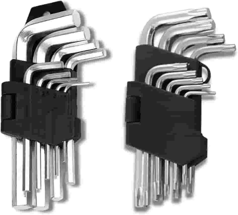 CWK Kit 18 Peças Jogo Chave Torx e Allen Curta T10 a T50 de Precisão em Aço Temperado para Manutenção Automotiva, Bicicleta, Moto, Oficina e Reparos