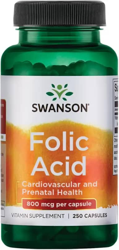 Ácido Fólico, Swanson 250 Caps, Made in Usa/Importado