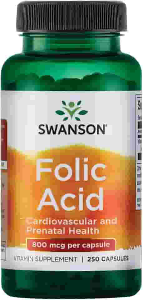Ácido Fólico, Swanson 250 Caps, Made in Usa/Importado