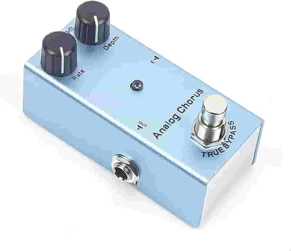 Pedal de efeitos analógico Chorus para guitarra elétrica – tamanho mini, True Bypass, chip BBD, baixo ruído, liga de alumínio durável, alimentação CC de 9 V