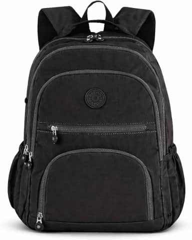 Mochila Grande 30L Nylon Impermeável Feminina Masculina Escolar Juvenil Notebook 15" — Mochila Preta Resistente com Múltiplos Bolsos, Leve, Casual e Reforçada para Escola e Viagens