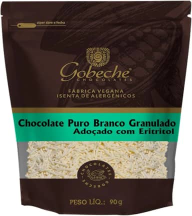 Chocolate Puro Branco Granulado Gobeche - Adoçado com Eritritol - 90g