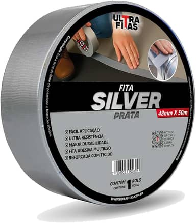 Fita Silver Tape Multiuso 50 Metros 48 Mm Adesiva Ultra Fitas Diversas Cores (Cinza)