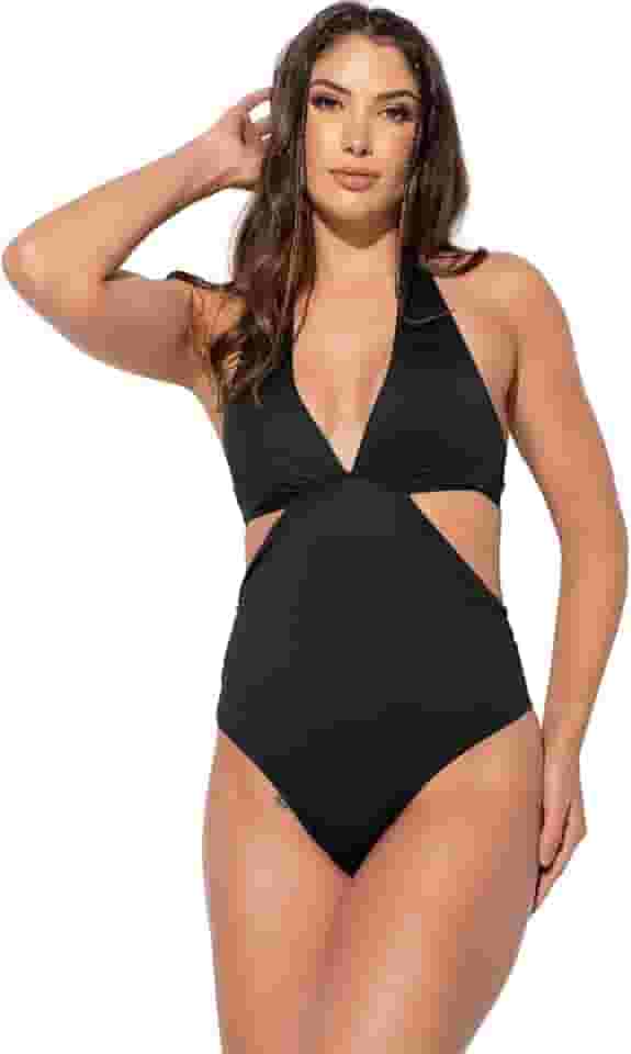 Maiô Engana Mamãe Decote Cavado Estampado Hot Pants MVB Modas