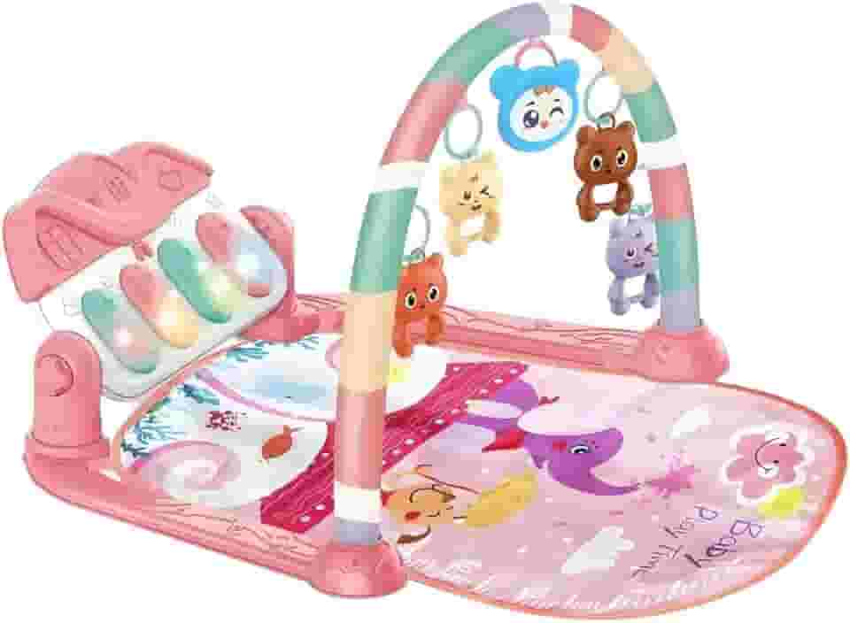 Tapete de Atividades Musical com Piano e Arco de Brinquedos Interativos para Bebê (Rosa)