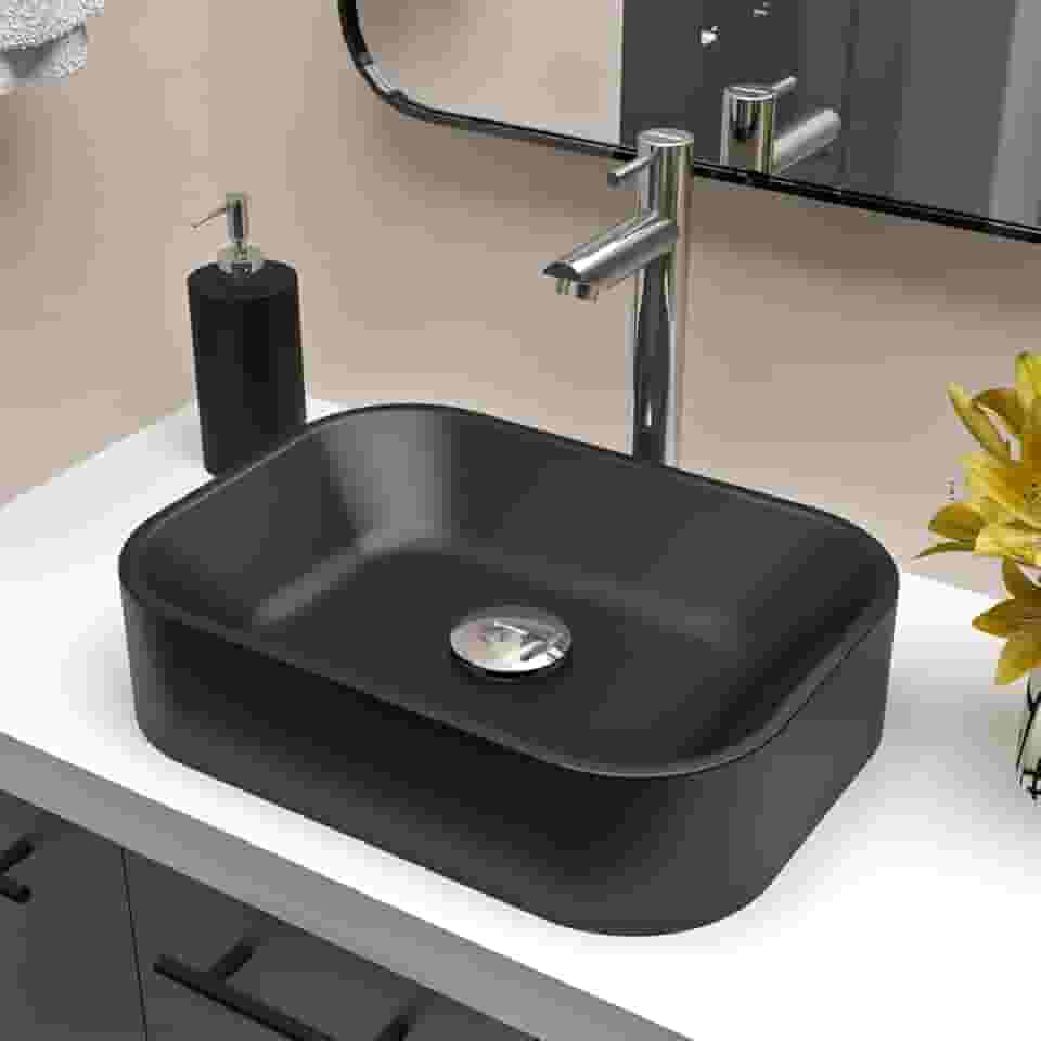 Cuba Pia De Apoio Sobrepor Retangular 36x27 Para Banheiro Lavabo Beltempo BT-2010 (Preta Fosca)