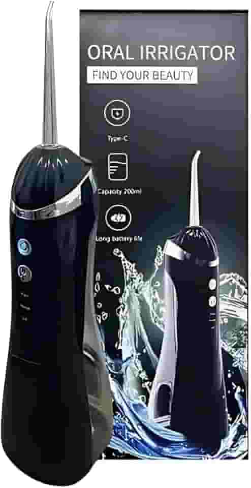 Irrigador Oral Portátil com 4 Bicos e Cabo USB-C – Fio Dental Elétrico Recarregável com Jato de Água Dental, 3 Modos, Reservatório 200ml, para Higiene Bucal e Limpeza Interdental