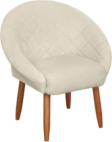 Poltrona Cadeira para Recepção sala de estar Sala de Leitura resistente reforçada tecido veludo pés madeira MOBLAN decor (1, Bege)