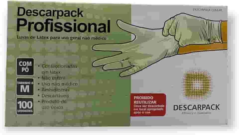100 Luva Látex Com Pó Descarpack Profissional M Luvas