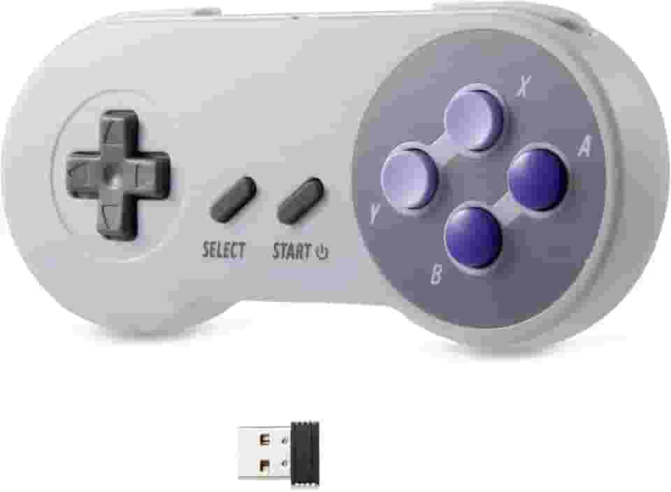 Controlador USB SNES sem fio, recarregável retrô USB SNES emulador controlador de jogo para Windows PC Mac, Raspberry PI