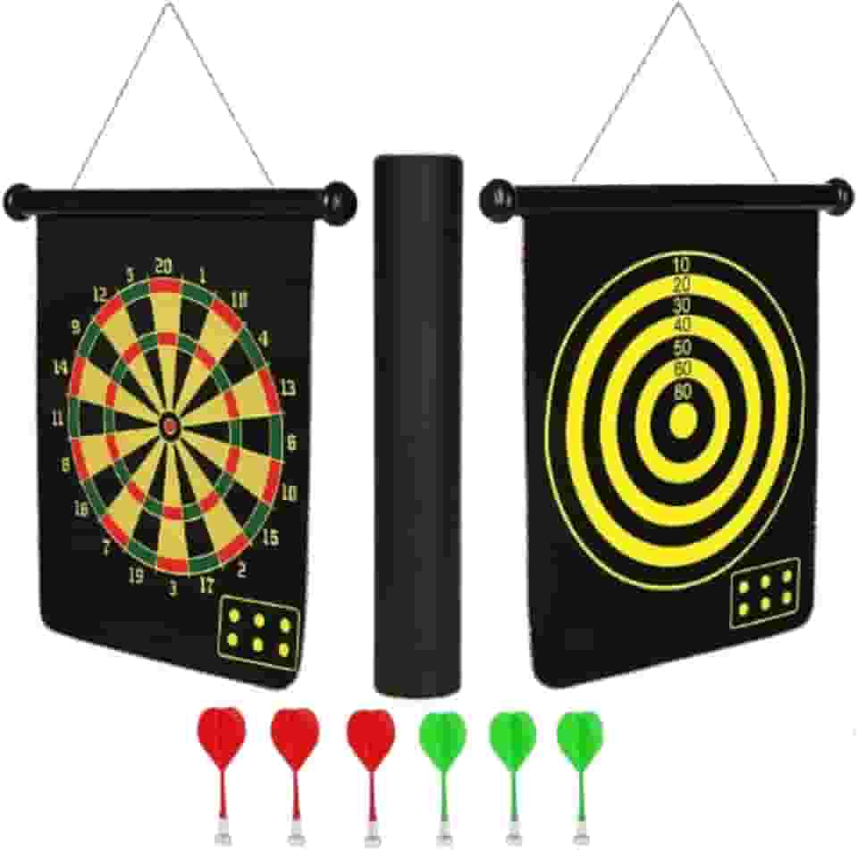 Jogo de Dardos Magnético Dupla Face 41x48 cm – Alvo Dobrável Portátil e Resistente com 6 Dardos Seguros para Crianças e Adultos, Ideal para Diversão em Família e Treino de Precisão