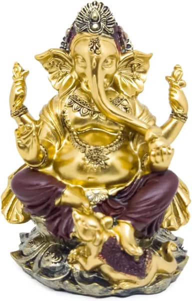 Est?tua Ganesha Enfeite Decorativo Prosperidade Decora??o Zen Elefante Hindu Sabedoria Estatueta Medita??o (Bord? Ganesha)