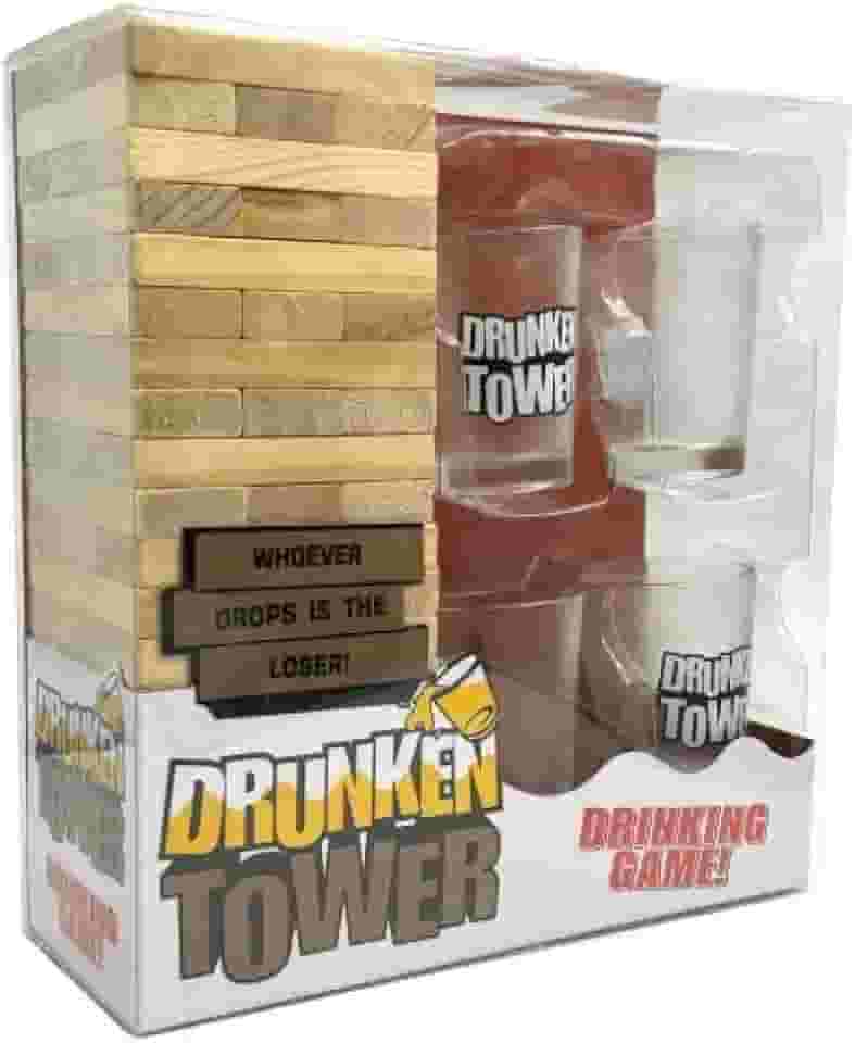 Jogo Torre de Equilíbrio Drinking Tower + 4 Copos Shot Drink