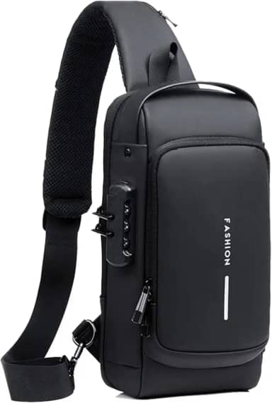 Mochila Masculina Com Cadeado À Prova D'água Anti-roubo Bolsa Com Porta De Carregamento USB Bolsa De Ombro Mochila Transversal