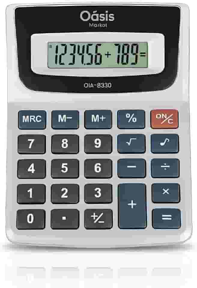 Calculadora de Mesa – Portátil com Display Grande, 12 Dígitos, Ideal para Escritórios e Uso Comercial