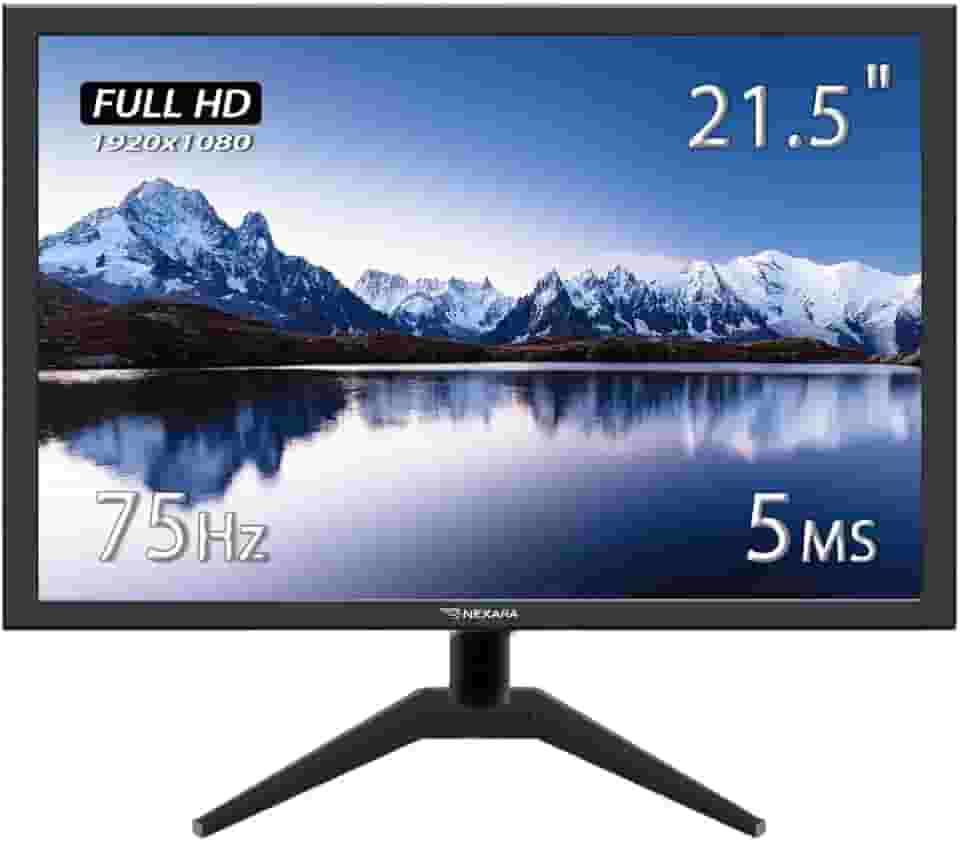 Monitor LED 21.5' Full HD 75Hz - Tela para PC com 5ms, HDMI/VGA, Modo Leitura, Contraste 1000:1 e Design Compacto para Home Office, Estudos e Uso Diário